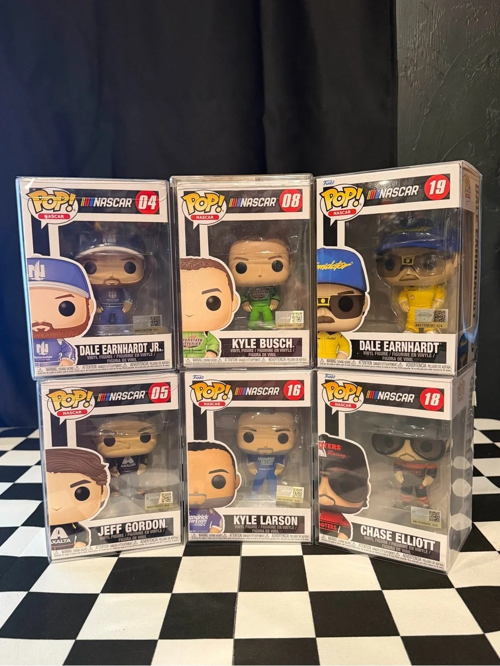 NASCAR Funko Pop Lot of 6 Gordon, Earnhardt, Larson, Busch Elliott, Earnhardt JR